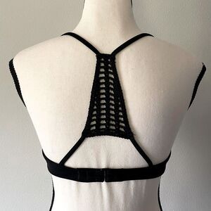 New! Victoria’s Secret “The Fabulous” Black, Lace Back Detail Swim Top. 32C.